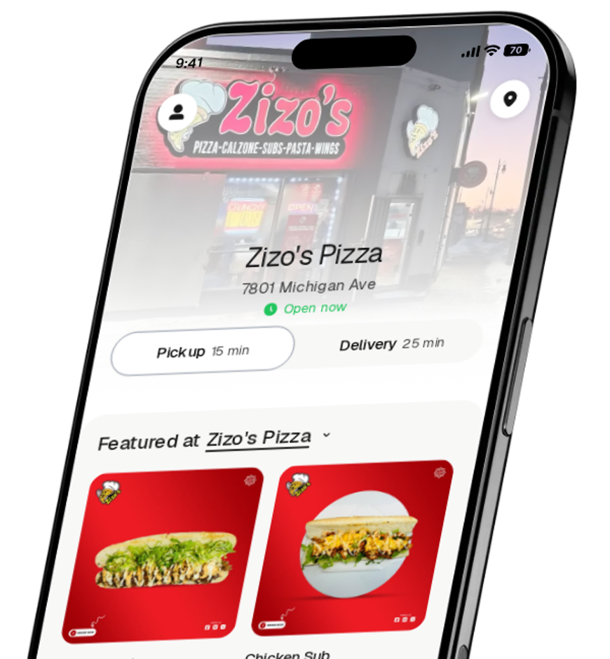 Zizo's Pizza app preview